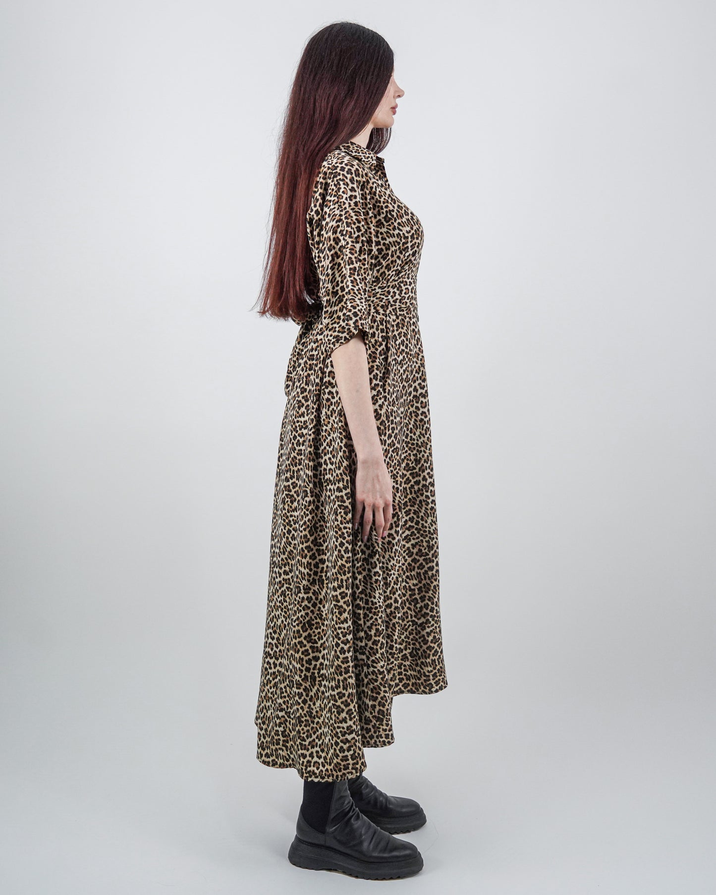 Rochie-Cămașă Leopard cu Mânecă Raglan (S-XL)
