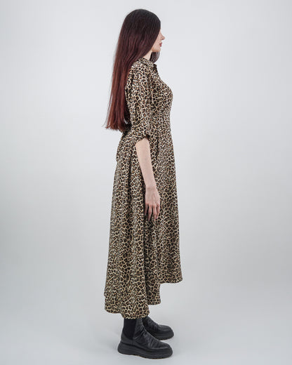 Rochie-Cămașă Leopard cu Mânecă Raglan (S-XL)