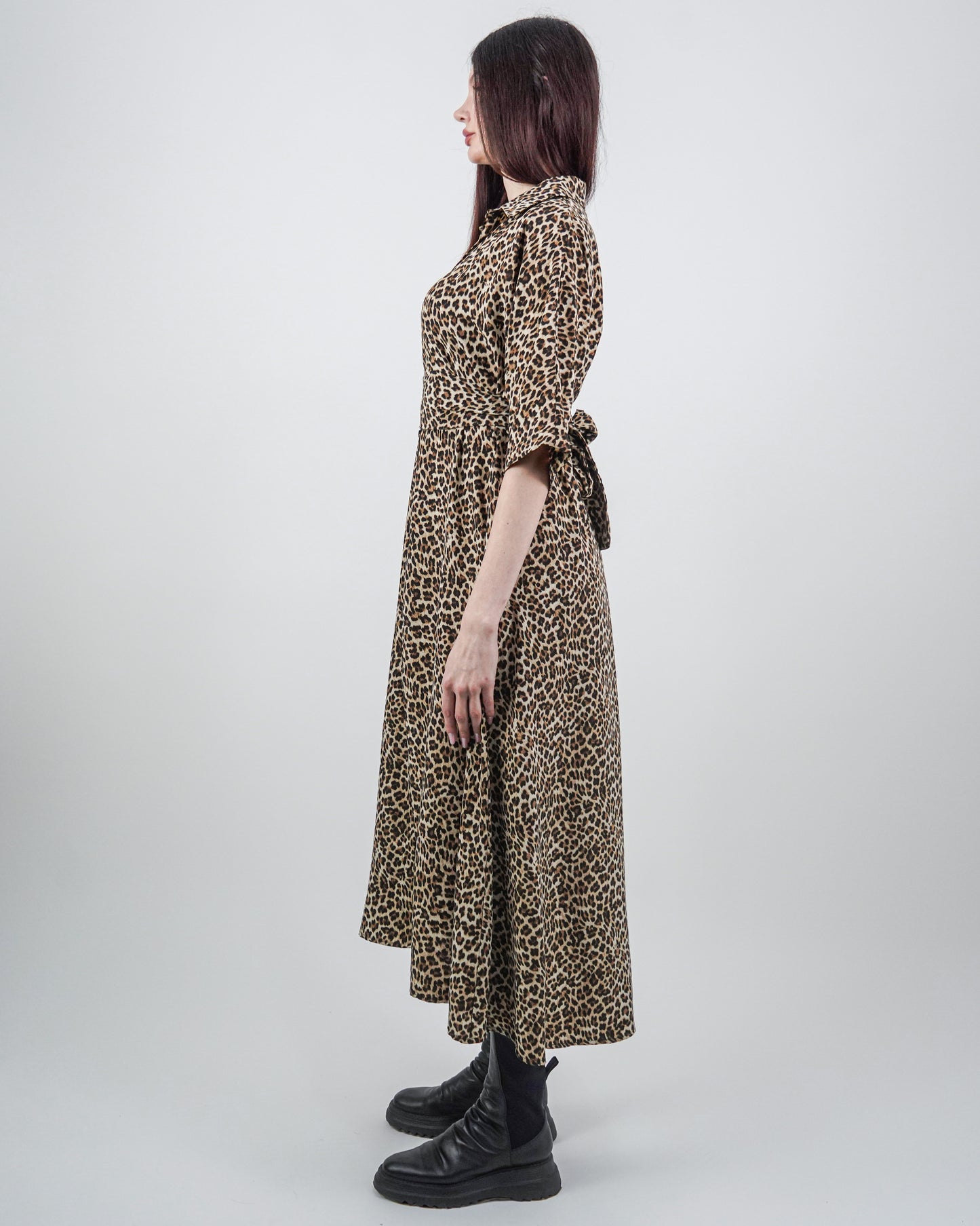 Rochie-Cămașă Leopard cu Mânecă Raglan (S-XL)