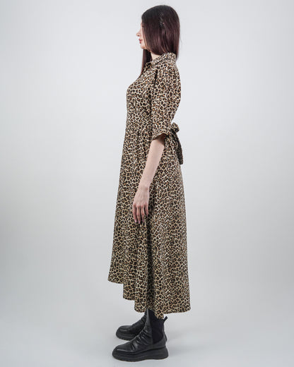 Rochie-Cămașă Leopard cu Mânecă Raglan (S-XL)