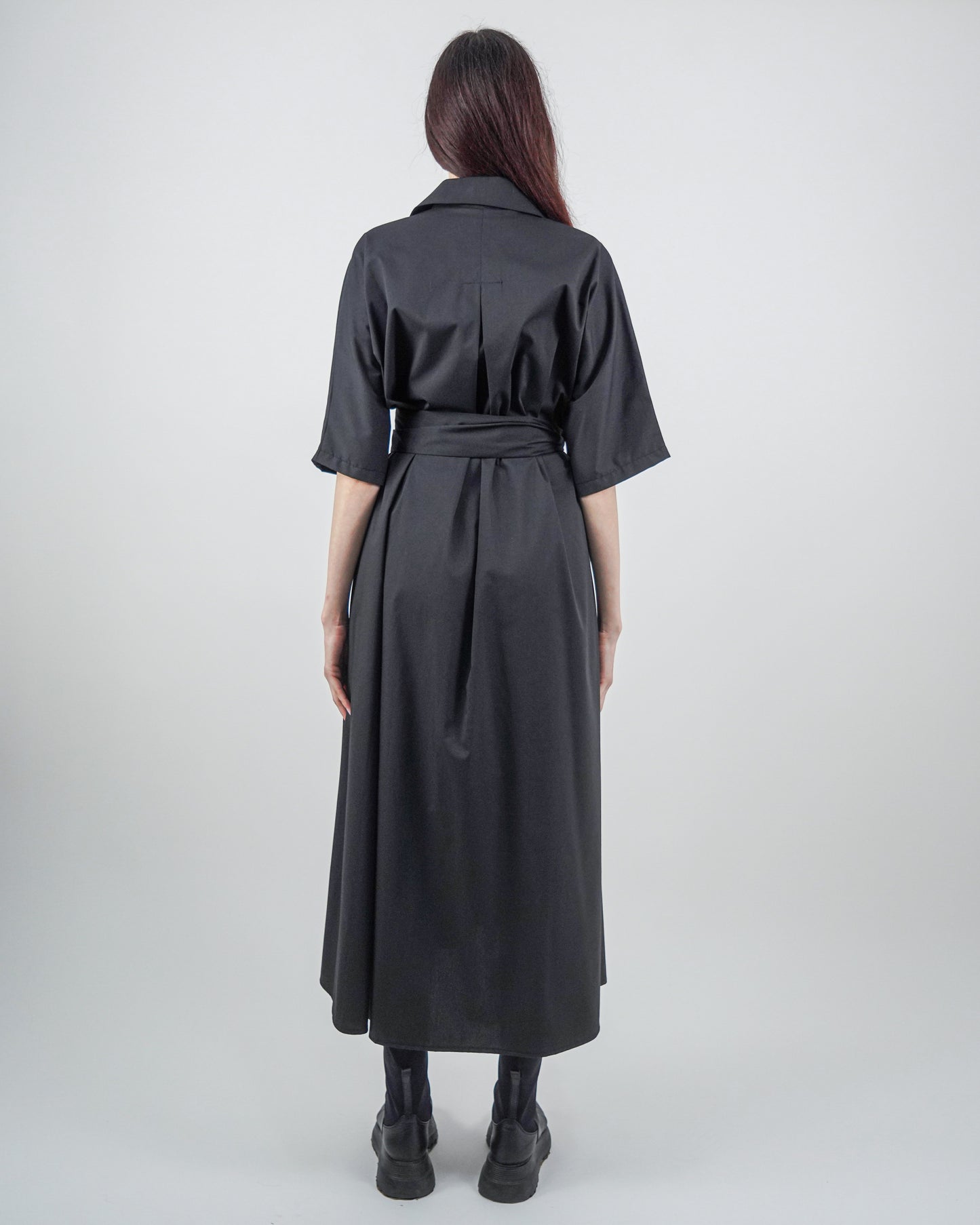 Rochie-Cămașă Neagră cu Mânecă Raglan (S-XL)