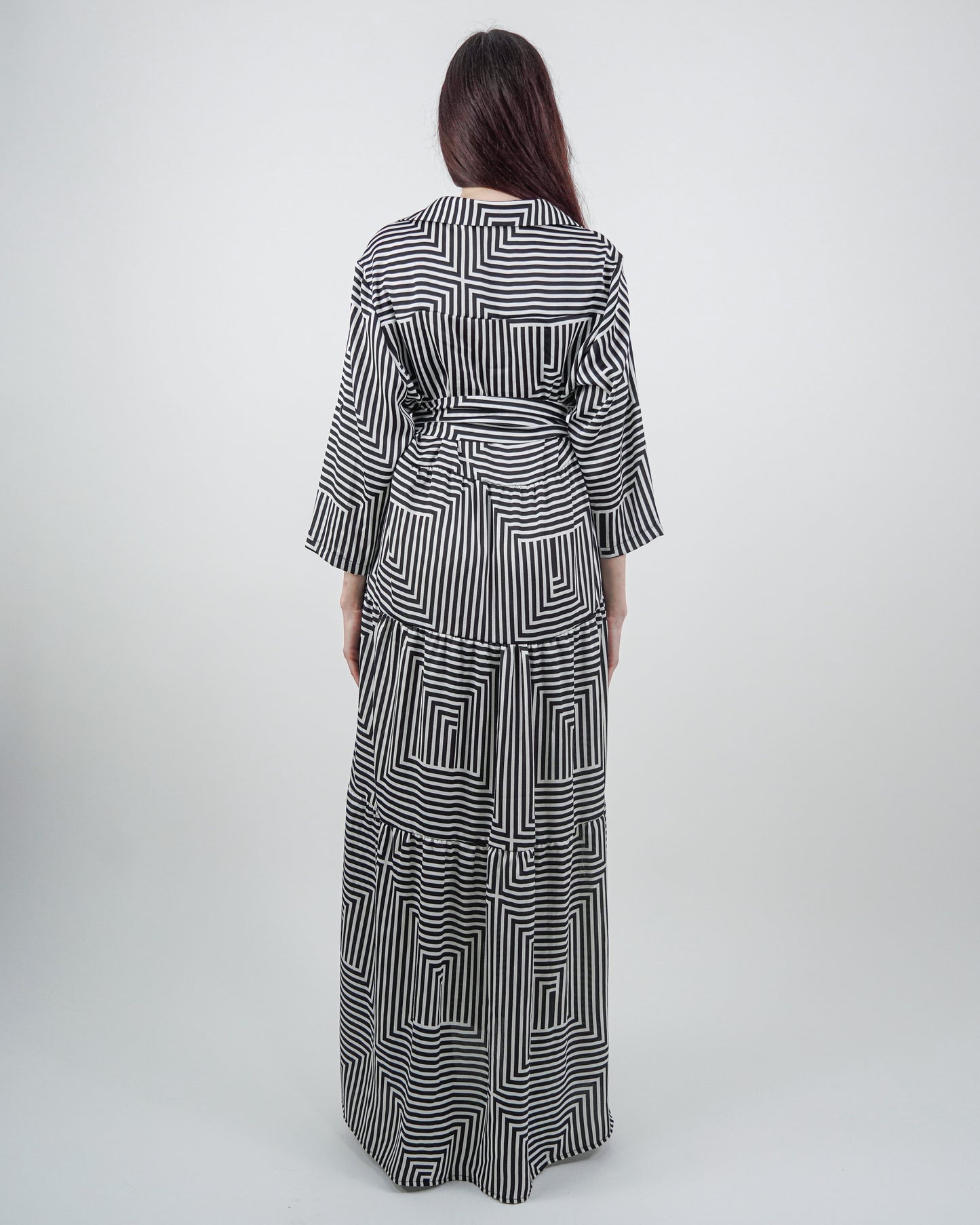 Rochie-Cămașă cu Volane și Model Geometric (S-XL)