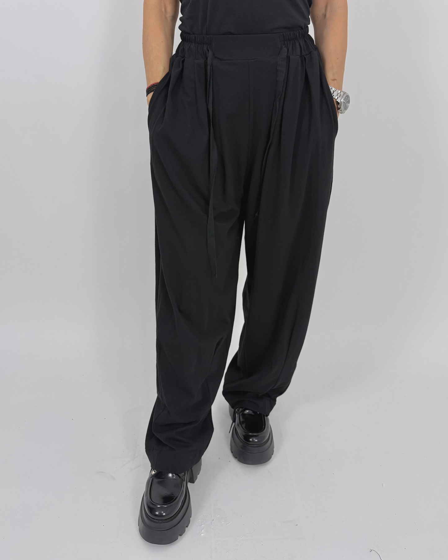 Pantaloni Oversized din Bumbac cu Șnur (S-XL)