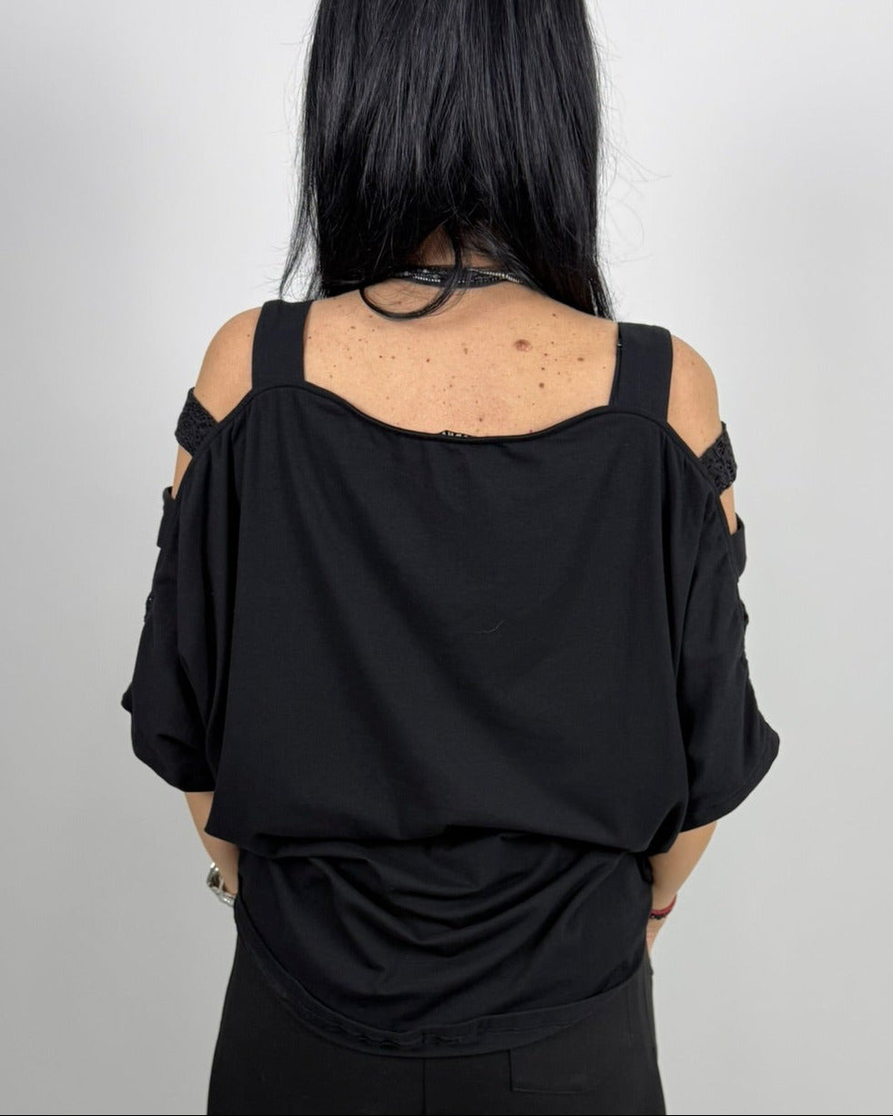 Bluză Neagră „Bride” cu Dantelă (S-XXL)