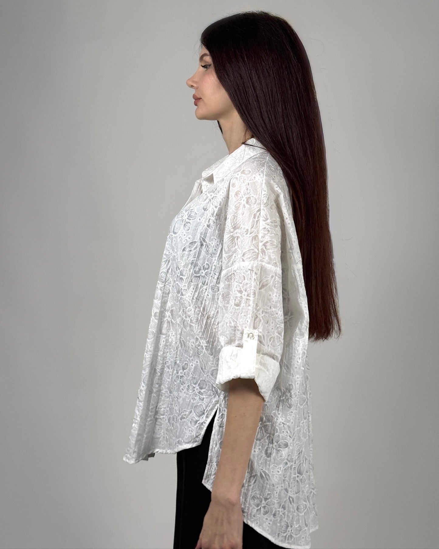 Cămașă Albă din Dantelă Brodată | Talie Unică | Qarma