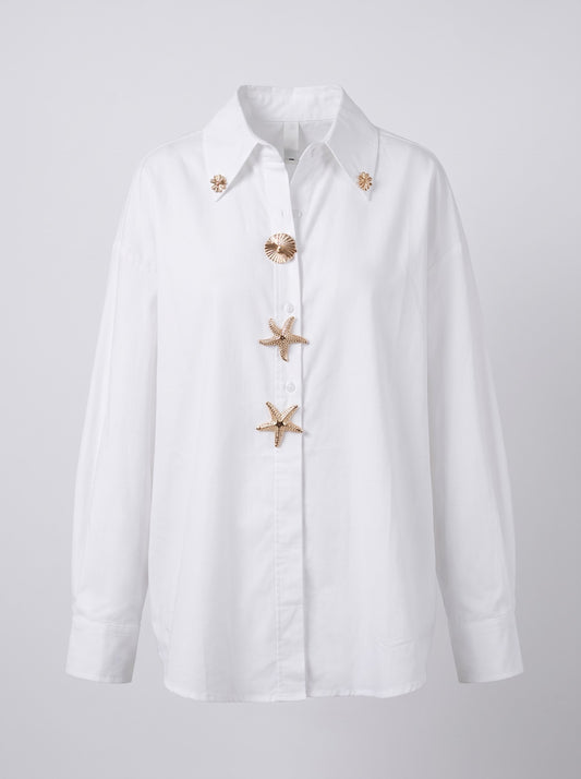 Cămașă Albă Oversized accesorizata (S-XL)