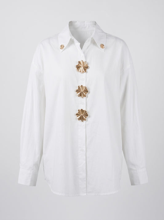 Cămașă Albă Oversized accesorizata (S-XL)