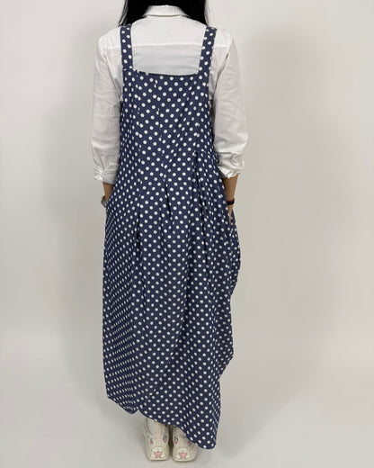 Sarafan Arhitectural Albastru cu Buline (S-XL)
