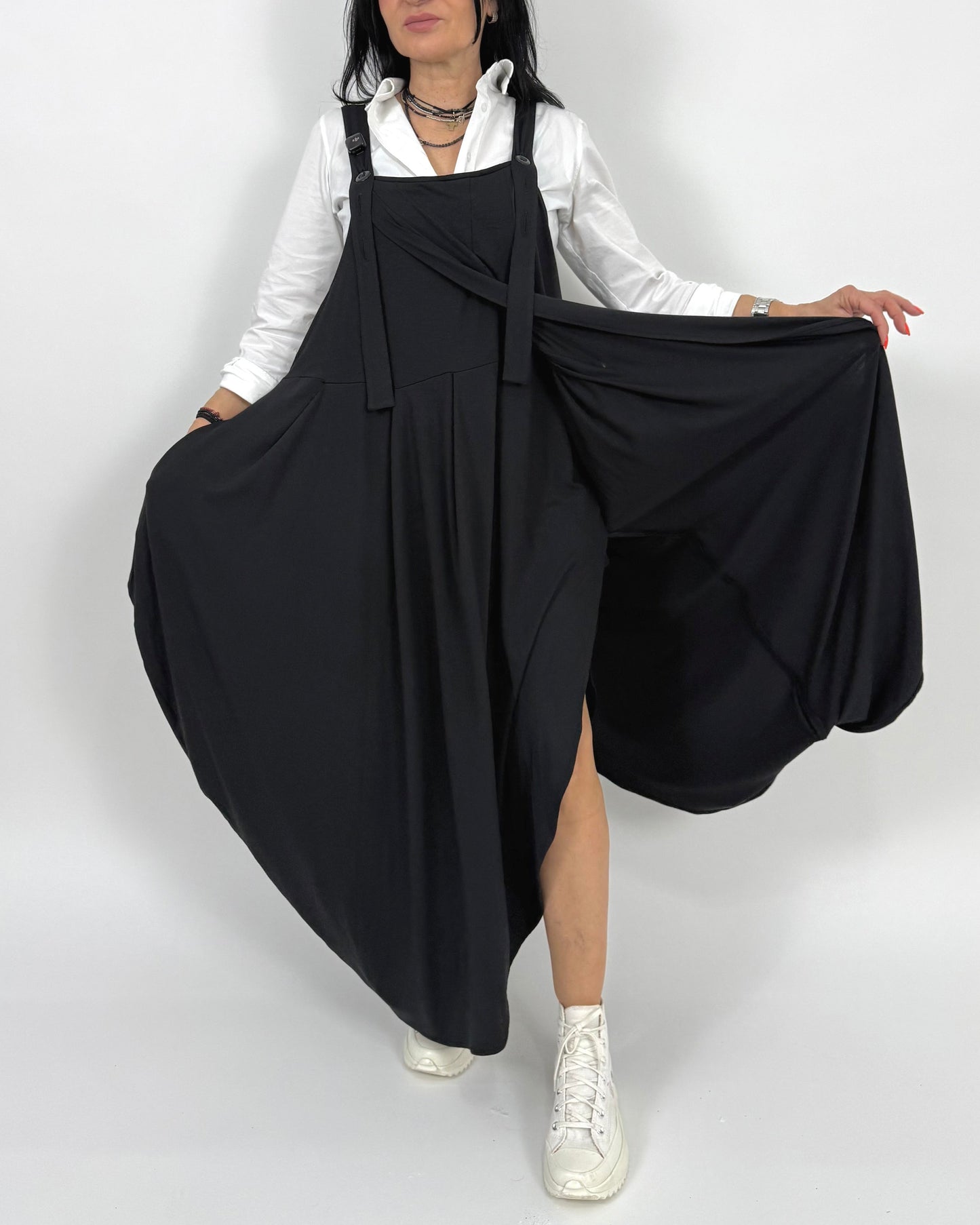 Sarafan Arhitectural Negru din Jerse (S-XL)