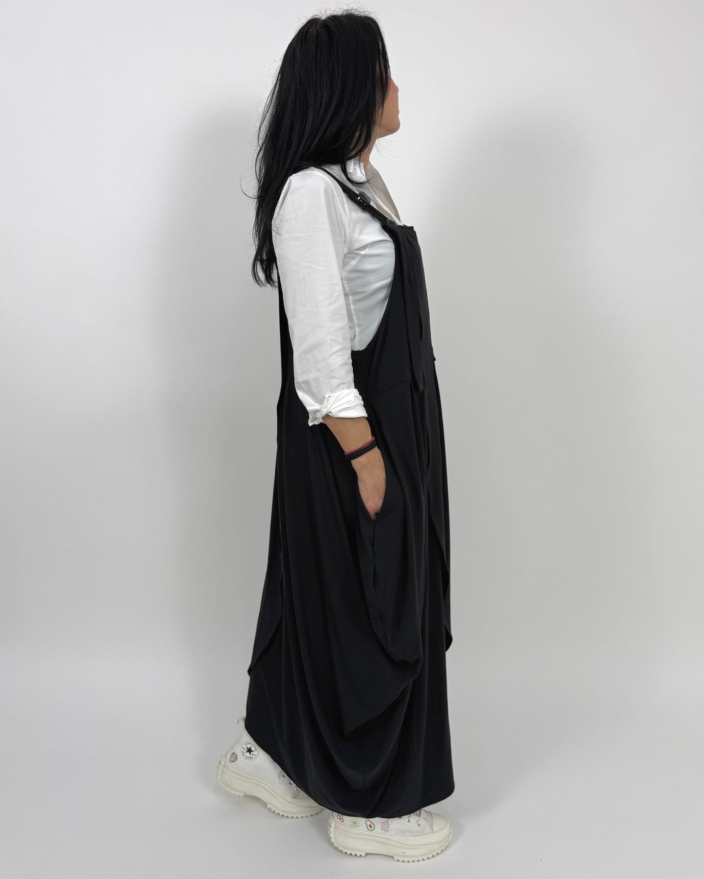 Sarafan Arhitectural Negru din Jerse (S-XL)