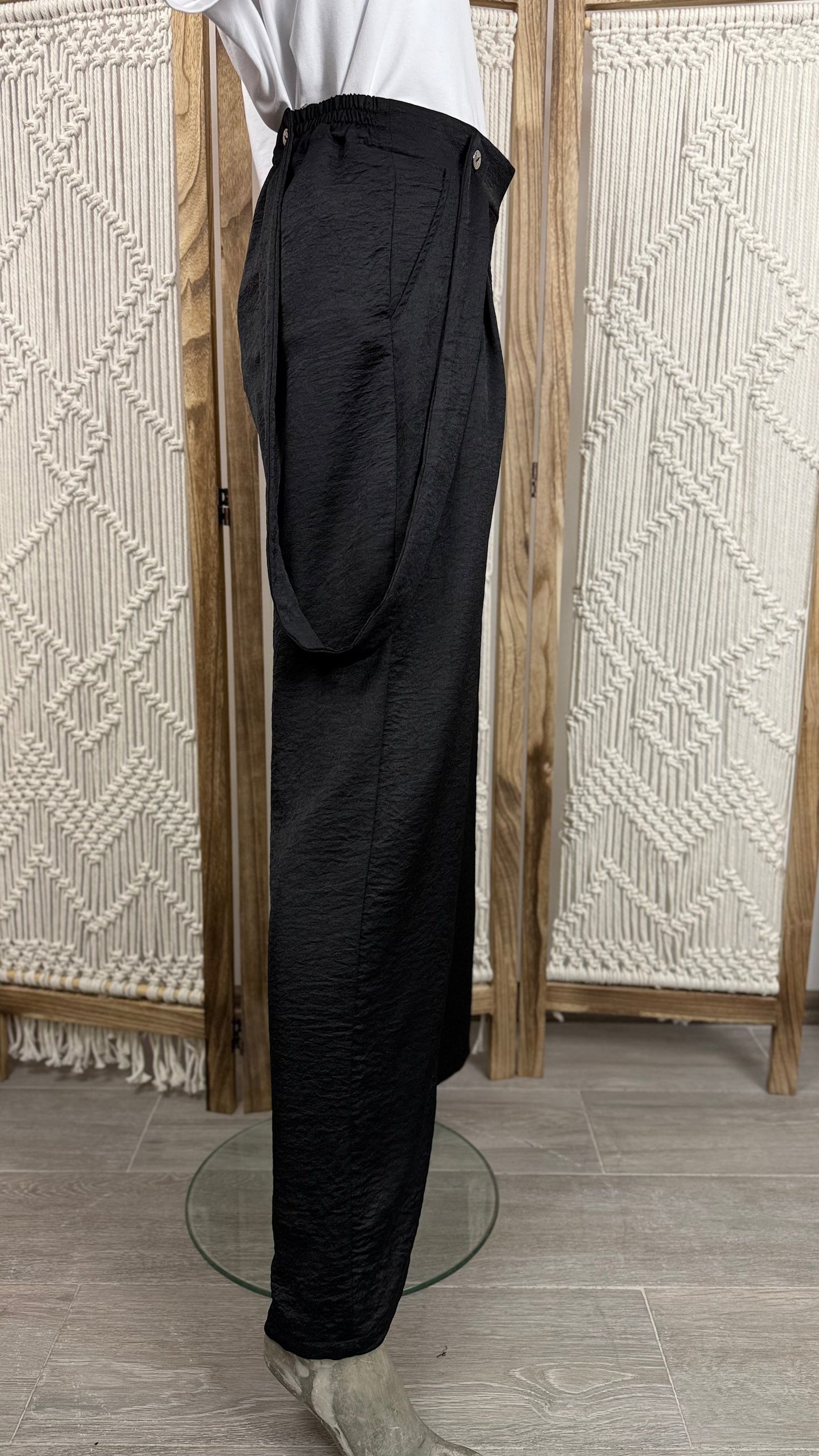 Pantaloni Dama – Largi cu Bretele, Design Artistic