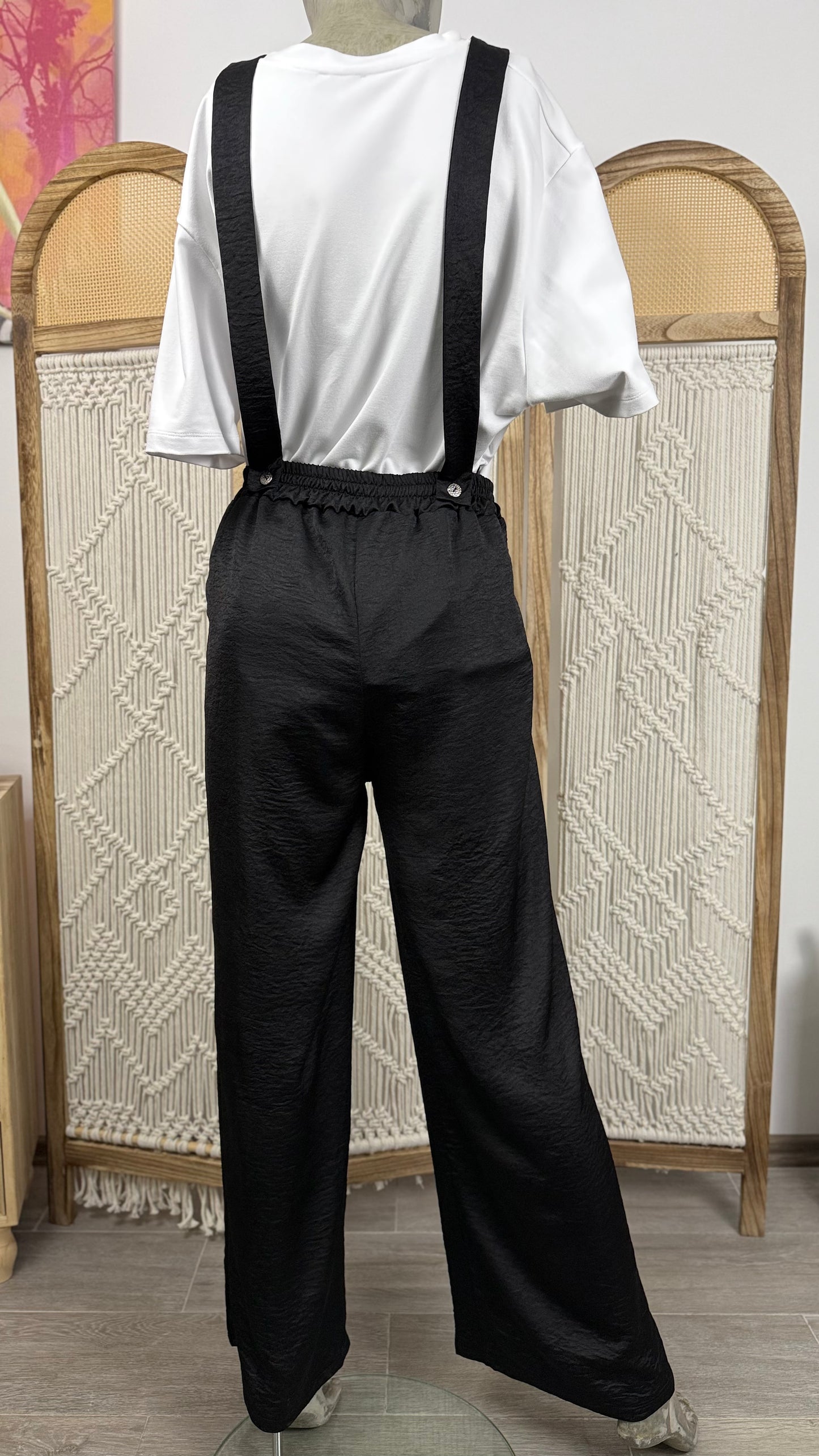 Pantaloni Dama – Largi cu Bretele, Design Artistic