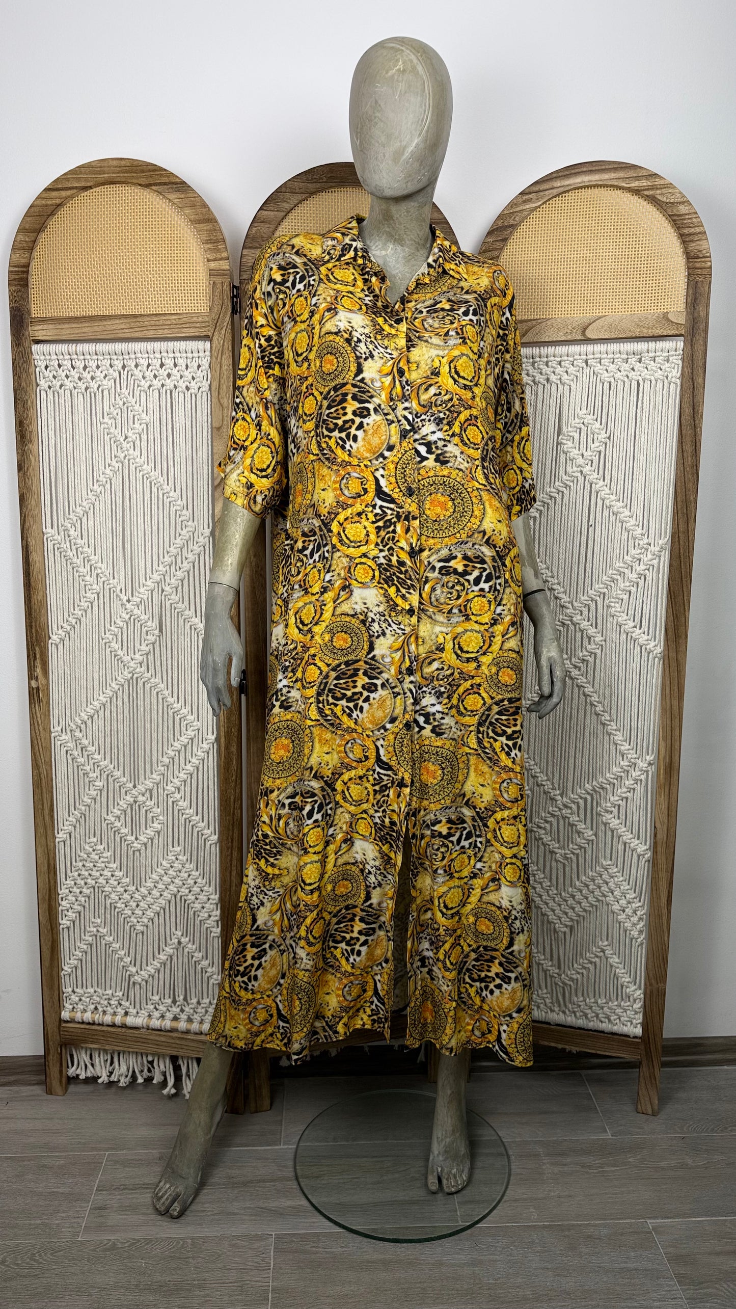 ROCHIE LUNGA CU PRINT BAROC SI CORDON