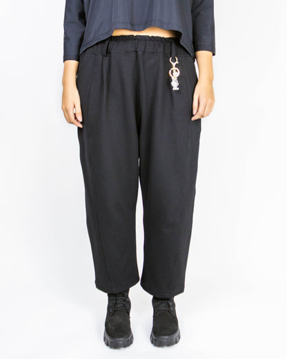 Pantaloni din Jerse Negru cu Detaliu Breloc (S-XL)