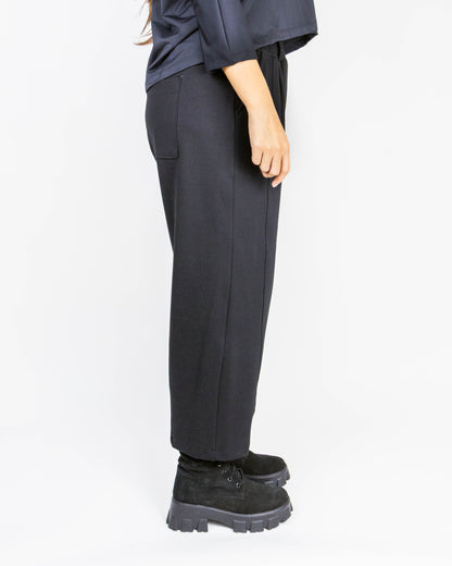 Pantaloni din Jerse Negru cu Detaliu Breloc (S-XL)