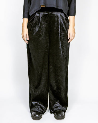 Pantaloni Wide-Leg din Catifea cu Textură Croco (S-XL)