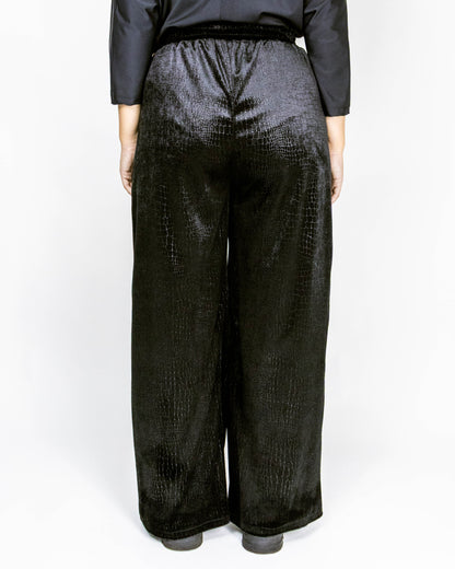 Pantaloni Wide-Leg din Catifea cu Textură Croco (S-XL)
