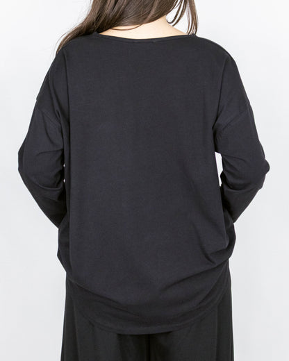 Bluză Neagră Oversized cu Detaliu Structural (S-XL)