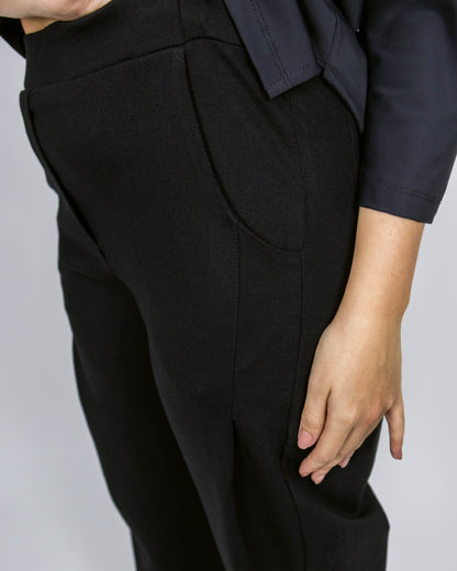 Pantaloni Negri Structurați cu Pense Oblice | Mărime Universală (S-XL) | Qarma