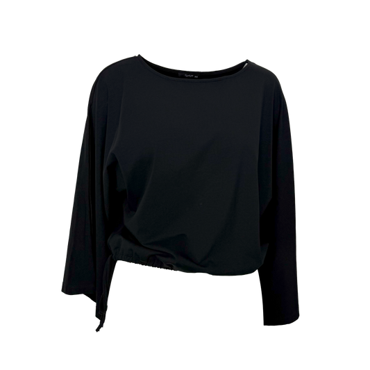 BLUZA NEAGRA CU MANECI EVAZATE SI SNUR