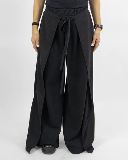 Pantaloni Negri Petrecuți cu Șnur (S-L/XL)