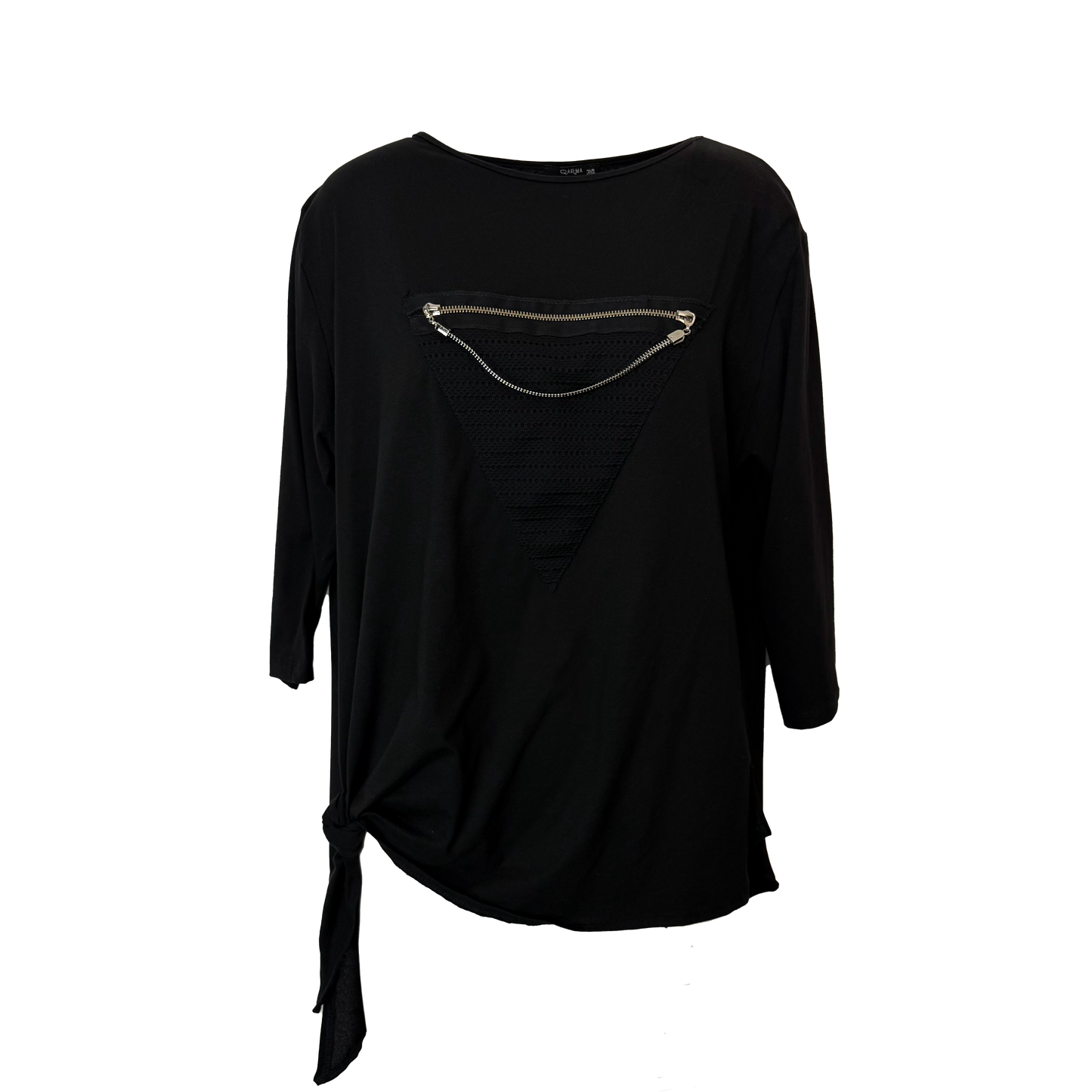 Bluza neagra cu nod mare si aplicatie - fermoar