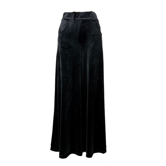 PANTALONI LARGI DIN CATIFEA NEAGRA