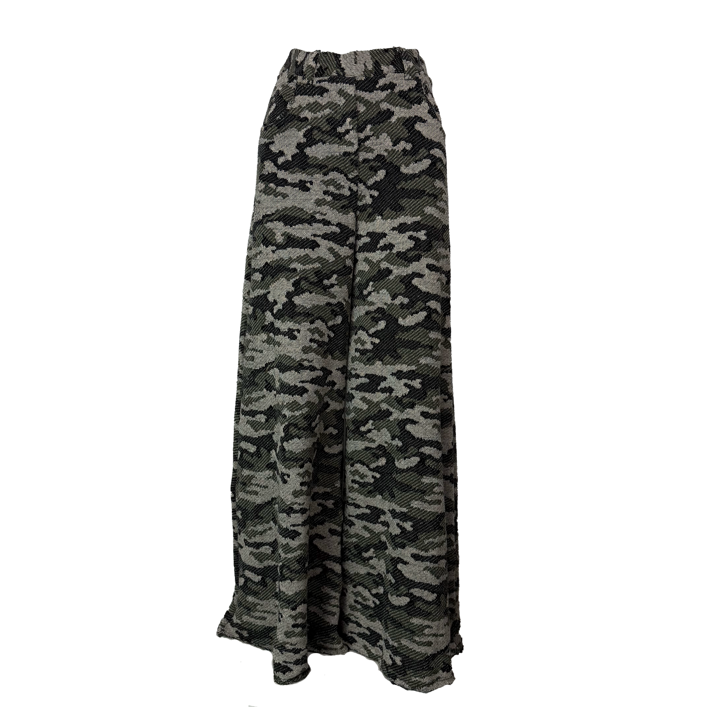 PANTALONI CAMUFLAJ LARGI CU TALIE INALTA