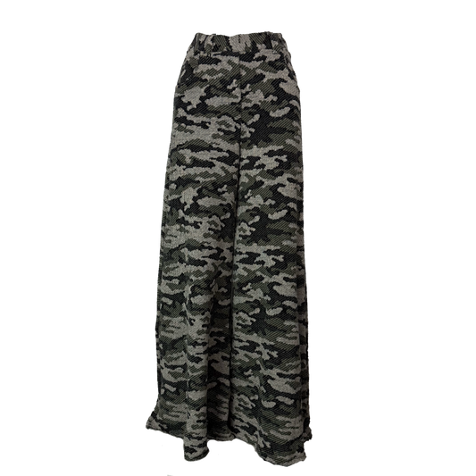 PANTALONI CAMUFLAJ LARGI CU TALIE INALTA