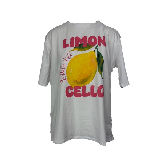 Tricou alb oversized cu imprimeu - Limoncello
