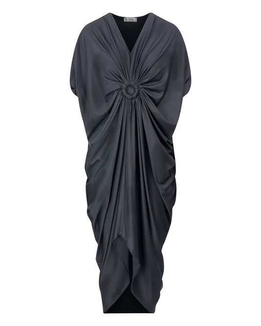 Rochie inel - negru lucios si fluid