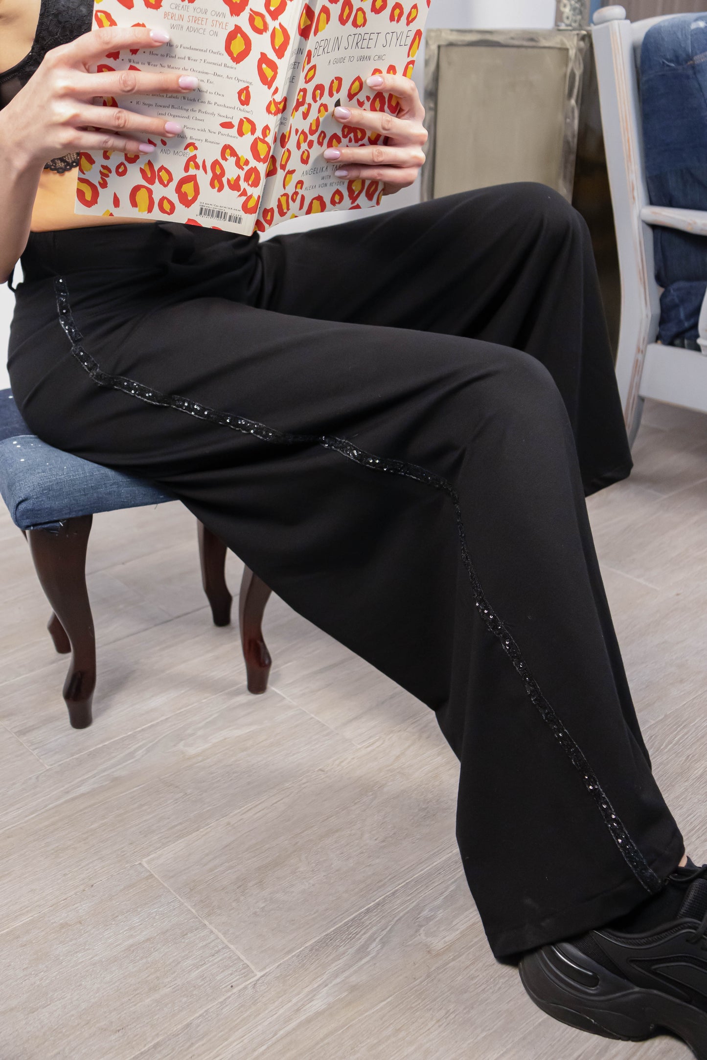 Pantaloni Largi Dama – Negru Profund, 3 variante