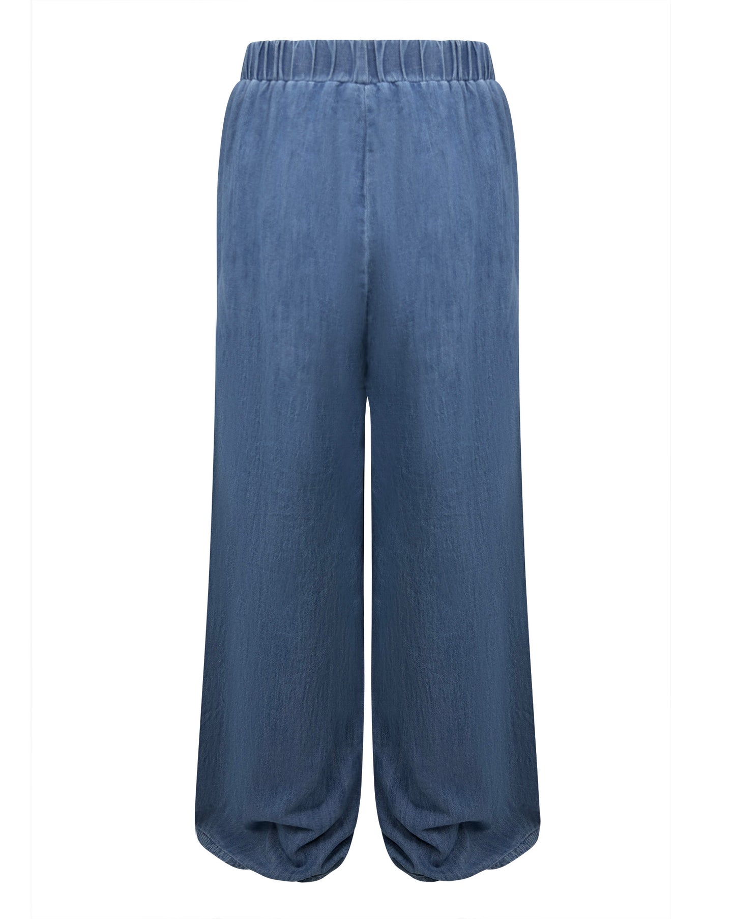 Pantaloni largi din denim subtire cu talie elastica
