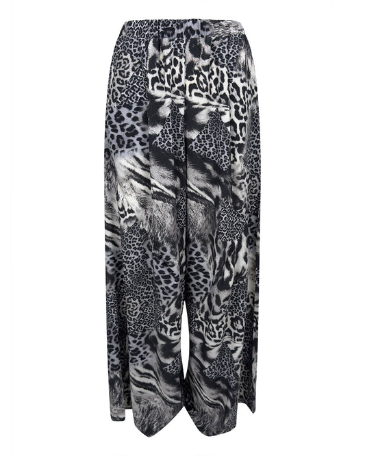 Pantaloni lejeri cu animal print si talie elastica