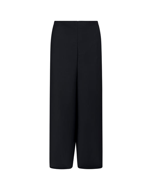 Pantaloni cu efect de fusta despicata din material mat – negru