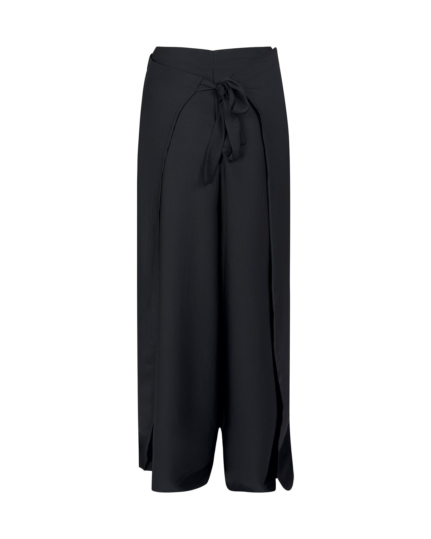 Pantaloni cu efect de fusta despicata din material mat – negru