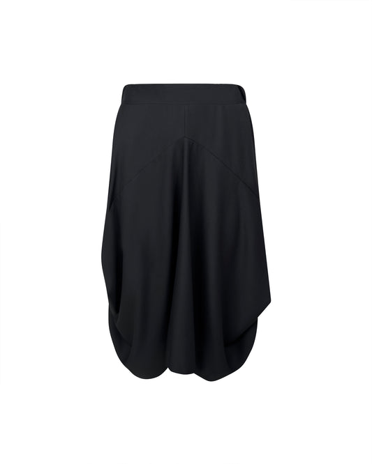 Fusta neagra tip cocon cu insertii laterale
