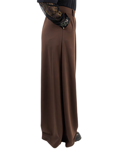 Pantaloni Wide-Leg cu Pense Maro (S-XL)