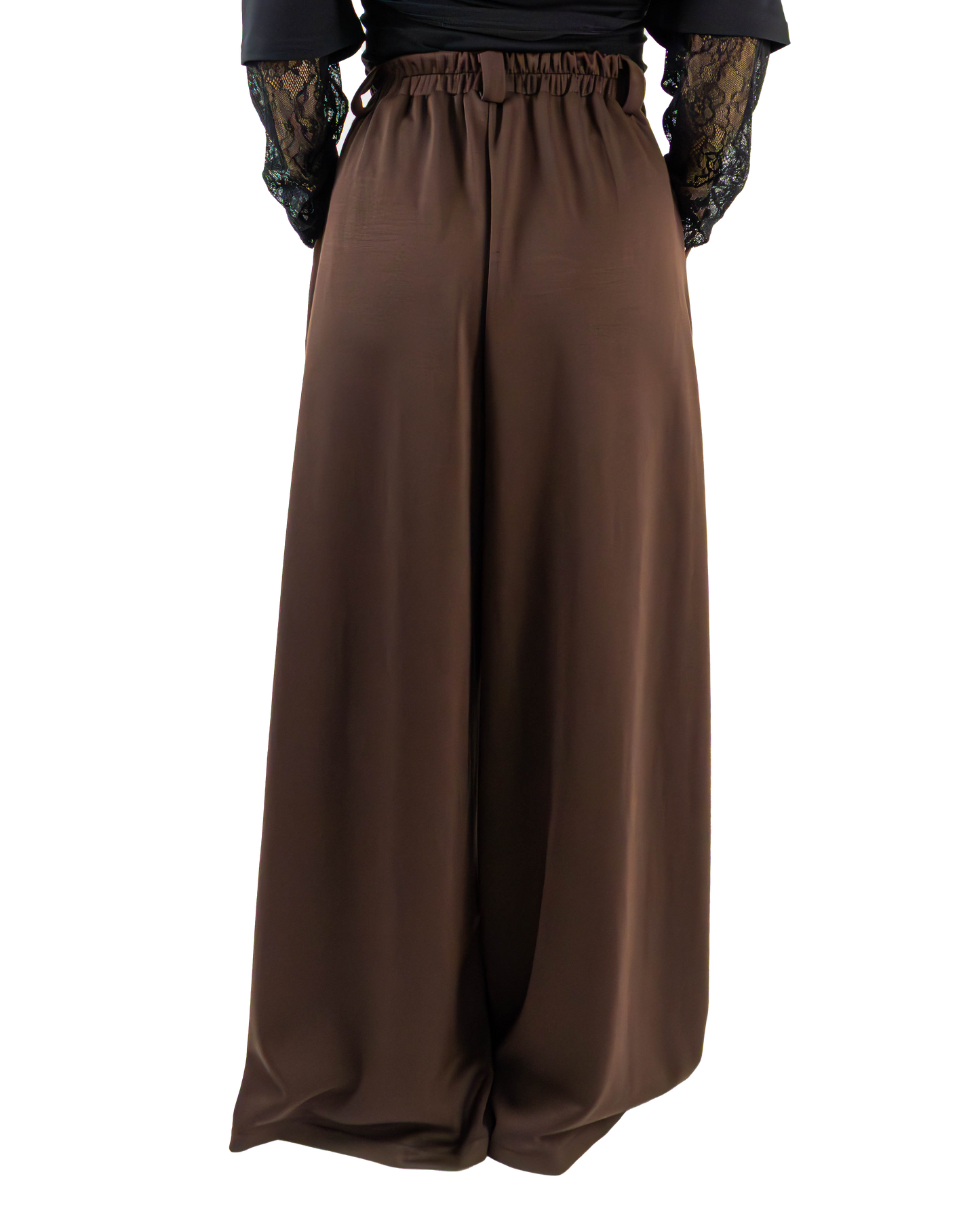Pantaloni Wide-Leg cu Pense Maro (S-XL)