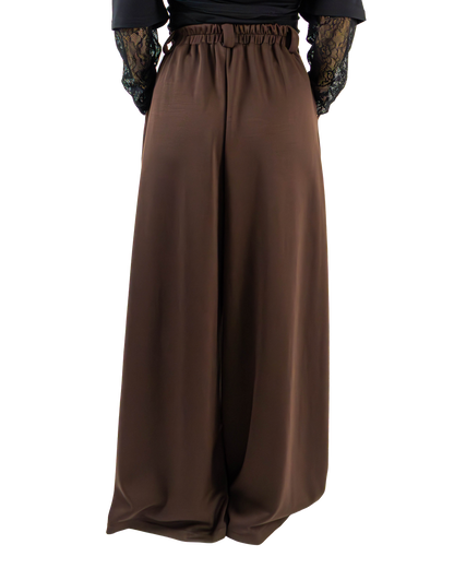 Pantaloni Wide-Leg cu Pense Maro (S-XL)