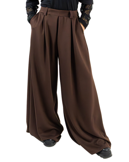 Pantaloni Wide-Leg cu Pense Maro (S-XL)