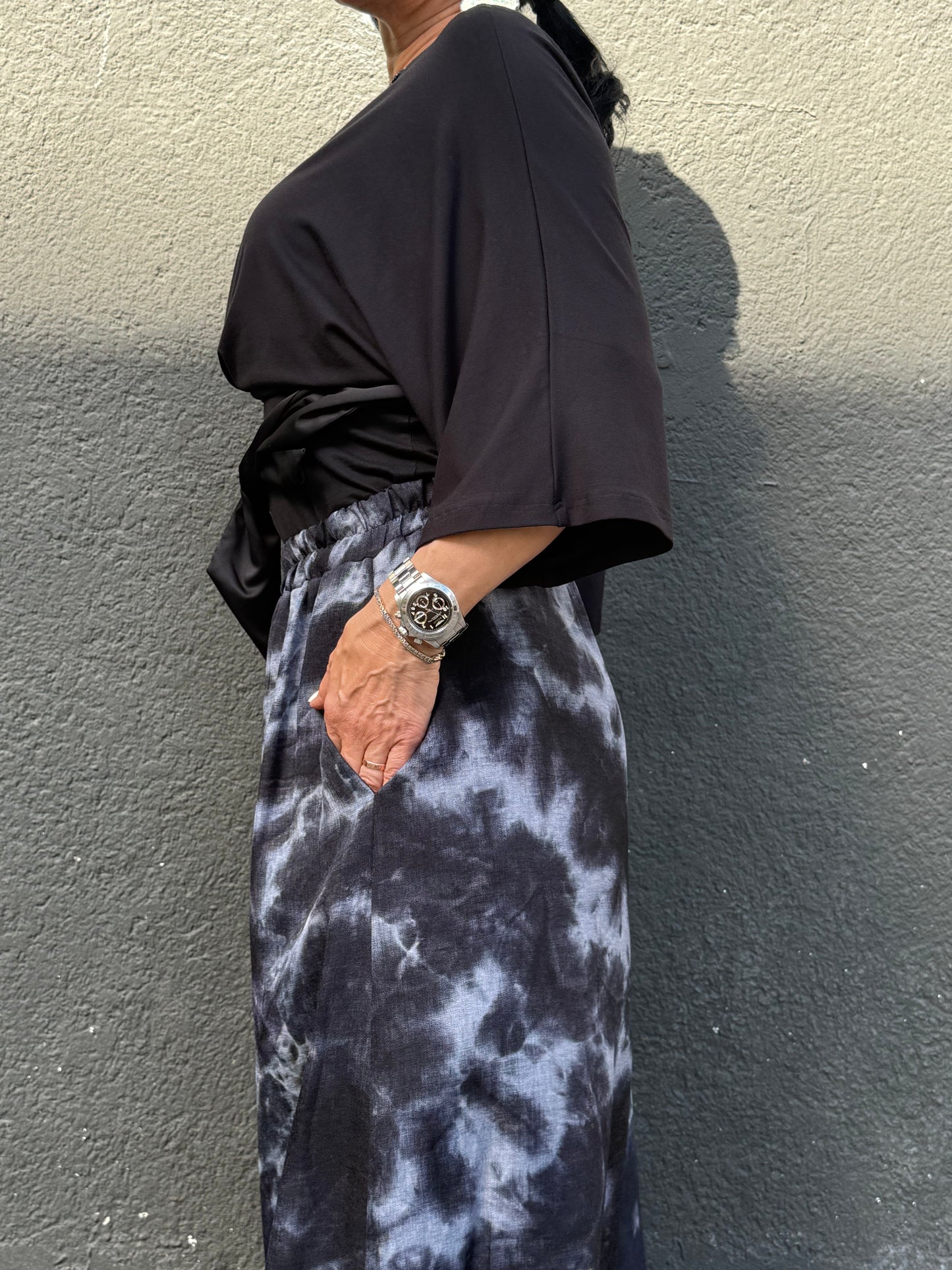Pantaloni Culottes Arhitecturali cu Print Marble (S-XL)