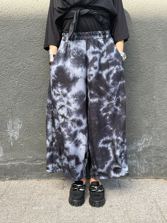 Pantaloni Culottes Arhitecturali cu Print Marble (S-XL)