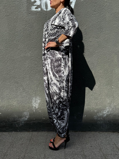 Rochie Lalea Grey Snake Print Parte Peste Parte (S-XL)