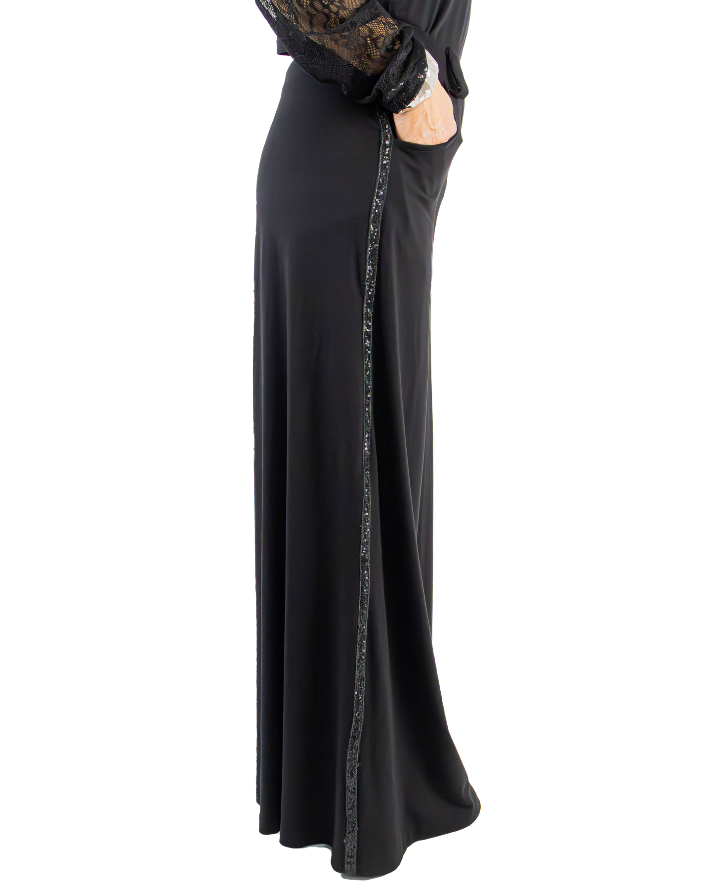Pantaloni Negri Wide Leg din Rayon cu Vipușcă "Glam" | Mărime Universală (S-XL) | Qarma