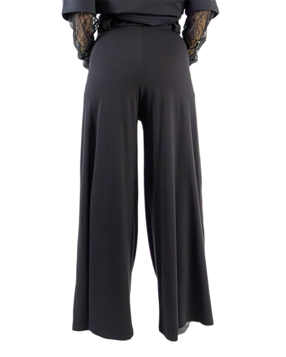 Pantaloni Negri Wide Leg din Rayon cu Vipușcă "Glam" | Mărime Universală (S-XL) | Qarma