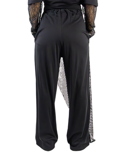 Pantaloni Wide-Leg Avantgarde cu Plasă și Cataramă (S-L)