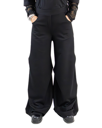 Pantaloni Wide-Leg cu Detaliu Lateral Sculptural (S-L)