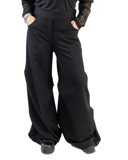 Pantaloni Wide-Leg cu Detaliu Lateral Sculptural (S-L)