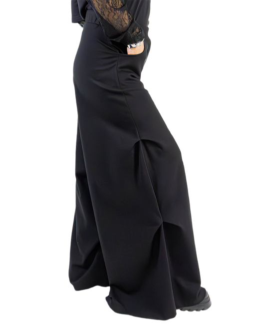 Pantaloni Wide-Leg cu Detaliu Lateral Sculptural (S-L)